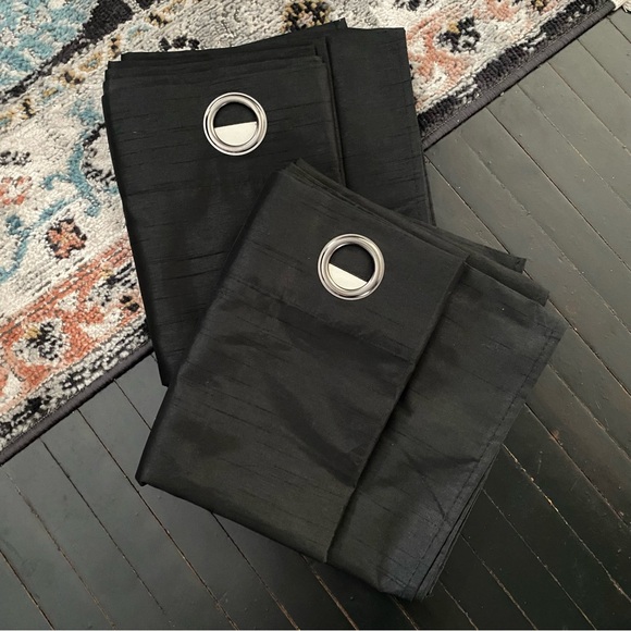 Modern Threads 96” Black Faux Silk Blackout Curtain Panel Pair Long Curt… - Picture 2 of 7